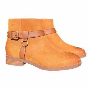 Vionic Rhiannon Water Repellent Leather Suede Equestrian Boots in Camel NWOT